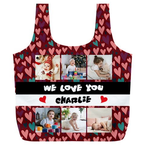Personalized Photo We Love You Name Any Text Recycle Bag Full Print Recycle Bag (XXXL) from UrbanLoad.com Back