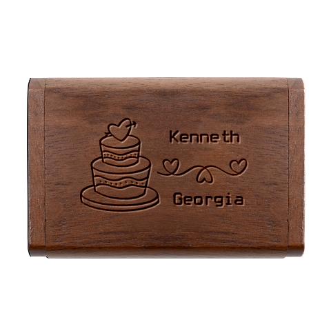 Personalized Wedding Cake Name Wood Oval USB Flash Drive Wood Oval USB Flash Drive from UrbanLoad.com Box