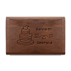 Personalized Wedding Cake Name Wood Oval USB Flash Drive Wood Oval USB Flash Drive from UrbanLoad.com Box