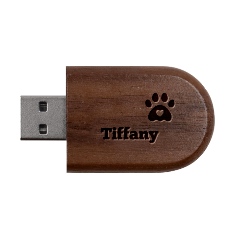 Personalized Pet Foot Name Wood Oval USB Flash Drive Wood Oval USB Flash Drive from UrbanLoad.com USB