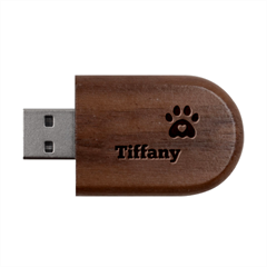 Personalized Pet Foot Name Wood Oval USB Flash Drive Wood Oval USB Flash Drive from UrbanLoad.com USB