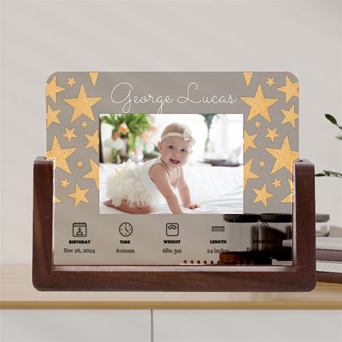 Personalized New Born Baby Star in white Box Photo Acrylic UV Print 8  Tabletop Frame Acrylic UV Print 8  Tabletop Frame (U Front