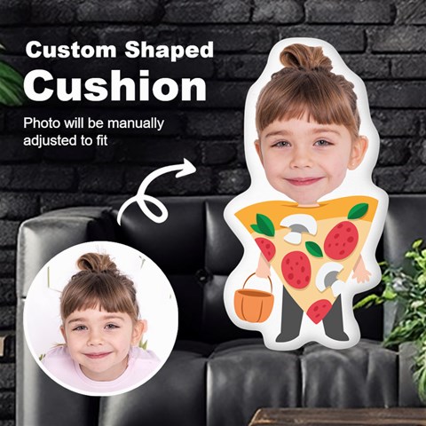 Personalized Photo in Pizza Monster Cartoon Style Custom Shaped Cushion Cut To Shape Cushion Case from UrbanLoad.com Front