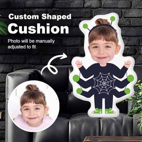 Personalized Photo in Spider Monster Cartoon Style Custom Shaped Cushion Cut To Shape Cushion Case from UrbanLoad.com Front