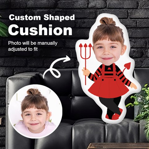 Personalized Photo in Devil Cartoon Style Custom Shaped Cushion Cut To Shape Cushion Case from UrbanLoad.com Front