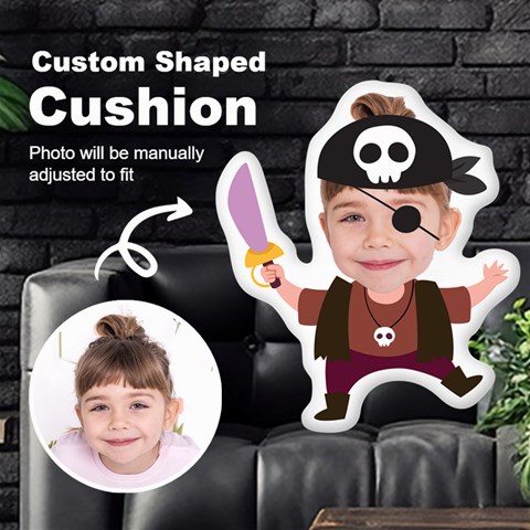 Personalized Photo in Priate2 Cartoon Style Custom Shaped Cushion Cut To Shape Cushion Case from UrbanLoad.com Front