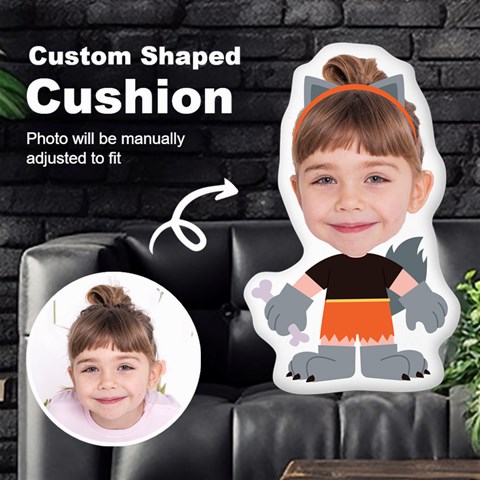 Personalized Photo in Wolf Monster Cartoon Style Custom Shaped Cushion Cut To Shape Cushion Case from UrbanLoad.com Front