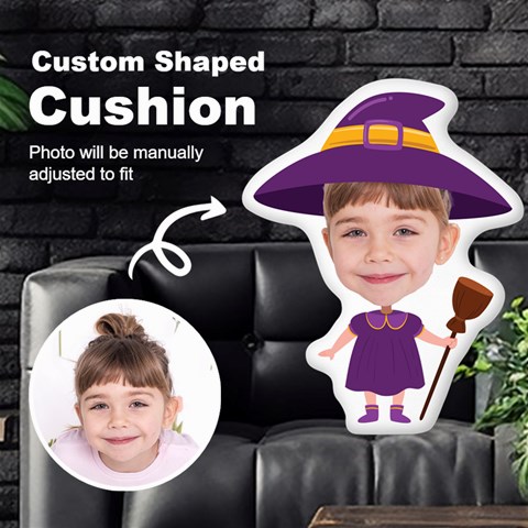 Personalized Photo in Witch2 Cartoon Style Custom Shaped Cushion Cut To Shape Cushion Case from UrbanLoad.com Front