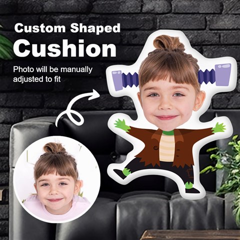 Personalized Photo in Frankenstein Cartoon Style Custom Shaped Cushion Cut To Shape Cushion Case from UrbanLoad.com Front
