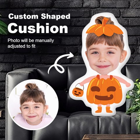 Personalized Photo in Pumpkin Monster2 Cartoon Style Custom Shaped Cushion Cut To Shape Cushion Case from UrbanLoad.com Front