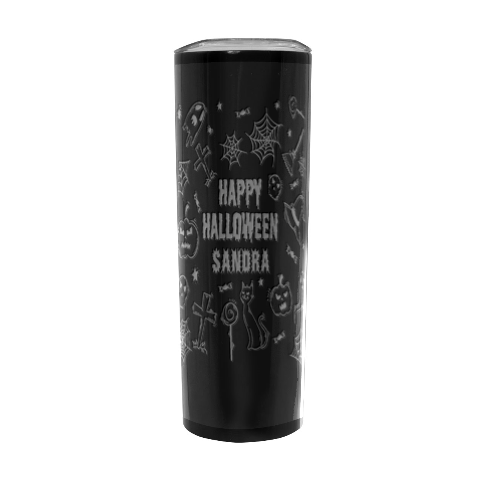 Personalized Halloween Name Any Text Stainless Steel Travel Tumbler 20oz Stainless Steel Travel Tumbler (Black) from UrbanLoad.com Front