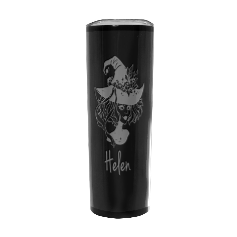 Personalized Halloween Beautiful Witch Name Any Text Stainless Steel Travel Tumbler 20oz Stainless Steel Travel Tumbler (Black) from UrbanLoad.com Front