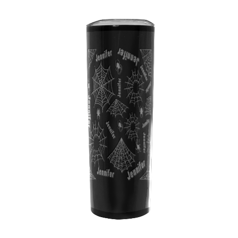 Personalized Halloween Spider Web Name Any Text Stainless Steel Travel Tumbler 20oz Stainless Steel Travel Tumbler (Black) from UrbanLoad.com Front