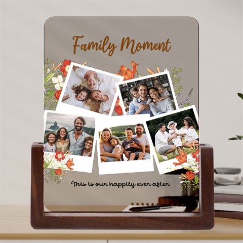 Personalized 5 Photo Polaroid Style Couple Family Name Any Text Acrylic UV Print 6  Tabletop Frame (U Front