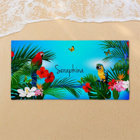 Custom Tropical Summer Name Any Text 54 X27  Super Absorbent Beach Towel	 from UrbanLoad.com Front