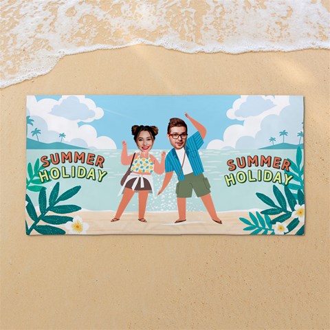 Personalized Tropical Summer Couple Photo 54 X27  Super Absorbent Beach Towel	 from UrbanLoad.com Front