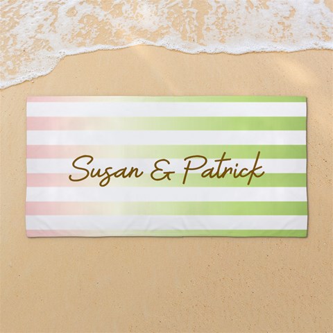 Custome Stripe Color Any Text Couple Name 54 X27  Super Absorbent Beach Towel	 from UrbanLoad.com Front