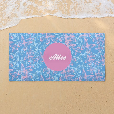 Custom Butterfly Fancy Color Any Text Name 54 X27  Super Absorbent Beach Towel	 from UrbanLoad.com Front