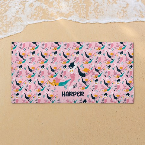 Custom Mermaid Any Text Name 54 X27  Super Absorbent Beach Towel	 from UrbanLoad.com Front
