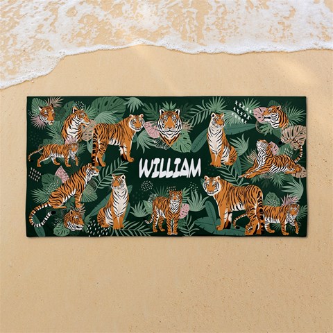Custom Tiger Illustration Any Text Name 54 X27  Super Absorbent Beach Towel	 from UrbanLoad.com Front