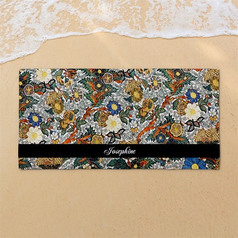 Custom Embroidery Style Floral Any Text Name 54 X27  Super Absorbent Beach Towel	 from UrbanLoad.com Front