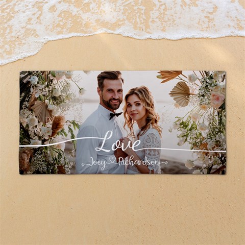 Custom Love Couple Wedding Any Text Name 54 X27  Super Absorbent Beach Towel	 from UrbanLoad.com Front