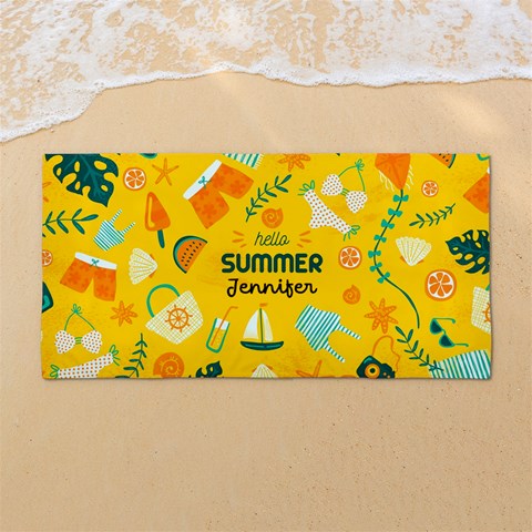 Custom Summer Holiday Any Text Name 54 X27  Super Absorbent Beach Towel	 from UrbanLoad.com Front