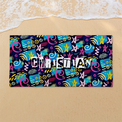 Custom Hand Drawn Graffiti Name Any Text 54 X27  Super Absorbent Beach Towel	 from UrbanLoad.com Front