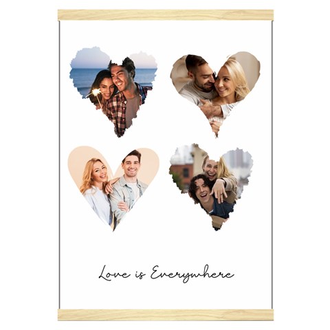 Personalized 4 Heart Photos Text Hanging Canvas Print Hanging Canvas Prints 16  x 22  from UrbanLoad.com Front