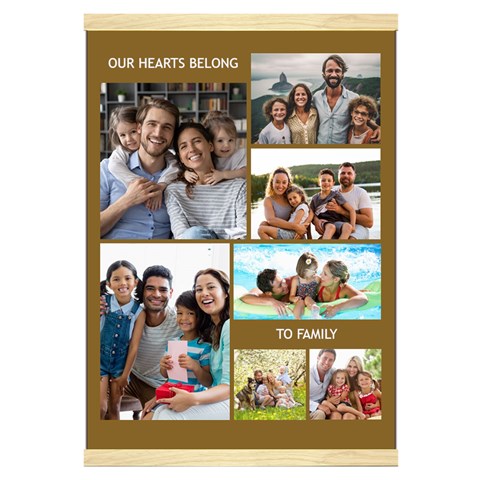 Personalized 7 Photos Our Hearts Belong to Family Hanging Canvas Print Hanging Canvas Prints 16  x 22  from UrbanLoad.com Front