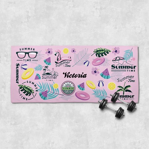 Custome Retro Summer Vibes Name Any Text 29 X13  Super Absorbent Gym Sports Towel from UrbanLoad.com Front