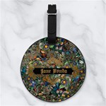 Custom Colorful and Beautiful Botanical Pattern Name Any Text Nappa Leather Luggage Tag Round
