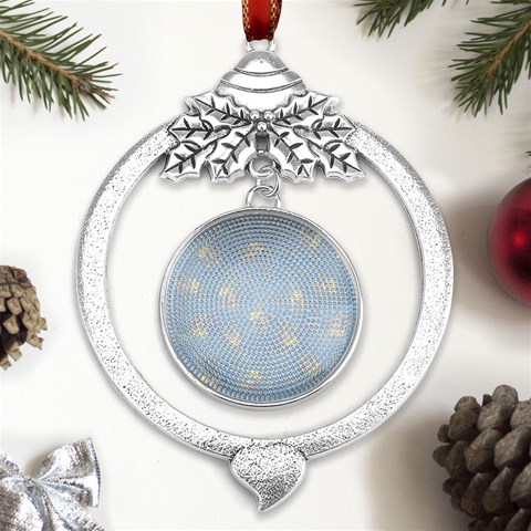 Bluey, Bluey merch, Bluey pattern, Bluey Bluey, bingo, Bluey design, bluey dog Metal Silver X mas Leaves Round Ornament from UrbanLoad.com Front