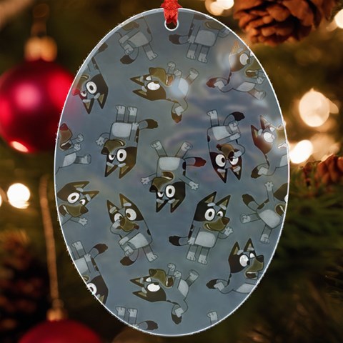 Bluey, Bluey merch, Bluey pattern, Bluey Bluey, bingo, Bluey design, bluey dog UV Print Acrylic Ornament Oval from UrbanLoad.com Front