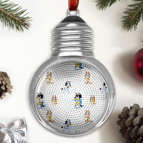Bluey, Bluey merch, Bluey pattern, Bluey Bluey, bingo, Bluey design, bluey dog Metal Light Bulb Shape Ornament from UrbanLoad.com Front