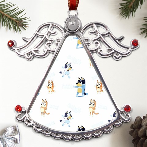 Bluey, Bluey merch, Bluey pattern, Bluey Bluey, bingo, Bluey design, bluey dog Metal Angel with Crystal Ornament from UrbanLoad.com Front