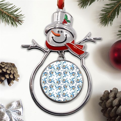 Bluey, Bluey merch, Bluey pattern, Bluey Bluey, bingo, Bluey design, bluey dog Metal Snowman Ornament from UrbanLoad.com Front