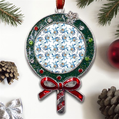 Bluey, Bluey merch, Bluey pattern, Bluey Bluey, bingo, Bluey design, bluey dog Metal X Mas Lollipop with Crystal Ornament from UrbanLoad.com Front