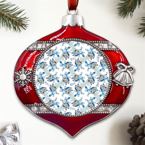 Bluey, Bluey merch, Bluey pattern, Bluey Bluey, bingo, Bluey design, bluey dog Metal Snowflake And Bell Red Ornament from UrbanLoad.com Front