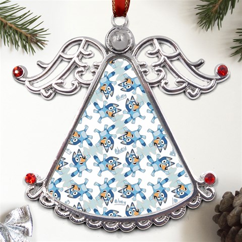Bluey, Bluey merch, Bluey pattern, Bluey Bluey, bingo, Bluey design, bluey dog Metal Angel with Crystal Ornament from UrbanLoad.com Front