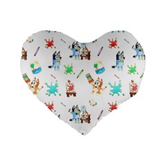 Bluey, Bluey merch, Bluey pattern, Bluey Bluey, bingo, Bluey design, bluey dog Standard 16  Premium Flano Heart Shape Cushions from UrbanLoad.com Front