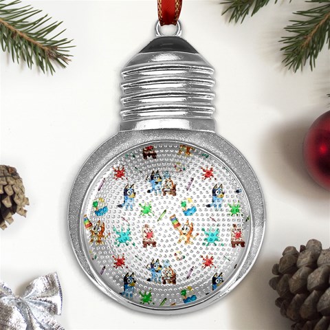 Bluey, Bluey merch, Bluey pattern, Bluey Bluey, bingo, Bluey design, bluey dog Metal Light Bulb Shape Ornament from UrbanLoad.com Front