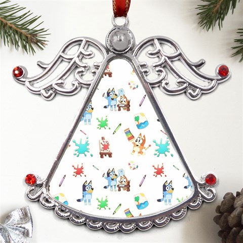 Bluey, Bluey merch, Bluey pattern, Bluey Bluey, bingo, Bluey design, bluey dog Metal Angel with Crystal Ornament from UrbanLoad.com Front