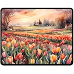 Tulips Field Tree 60  x 50  Fleece Blanket (Medium)
