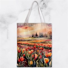 Tulips Field Tree Zipper Classic Tote Bag from UrbanLoad.com Back