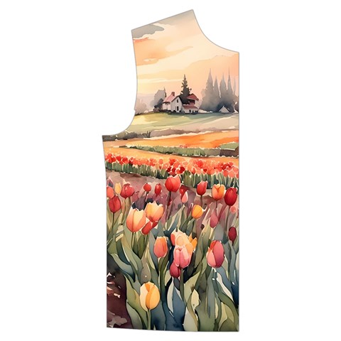 Tulips Field Tree Men s High Neck Button Up Puffer Vest from UrbanLoad.com Front Right