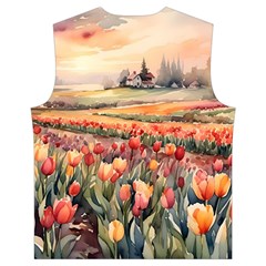 Tulips Field Tree Men s High Neck Button Up Puffer Vest from UrbanLoad.com Back