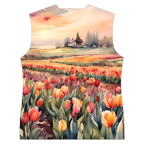 Tulips Field Tree Women s Button Up Vest from UrbanLoad.com Back