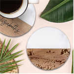 Tulips Field Tree Classic Marble Wood Coaster (Round) 
