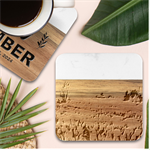 Tulips Field Tree Marble Wood Coaster (Square)